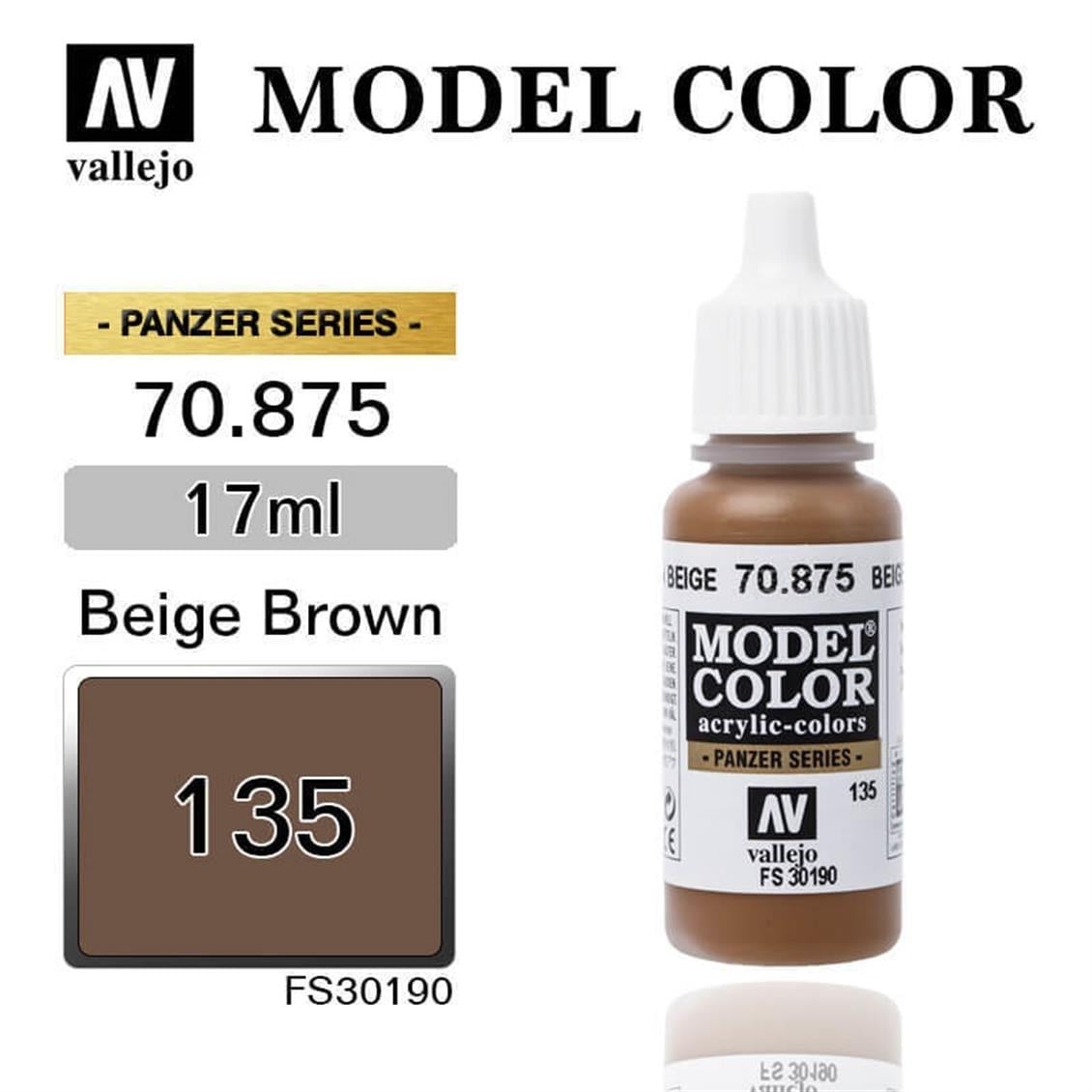 Vallejo 70875 18 ml. (135) Beige Brown-Matt, Model Color Serisi Model Boyası