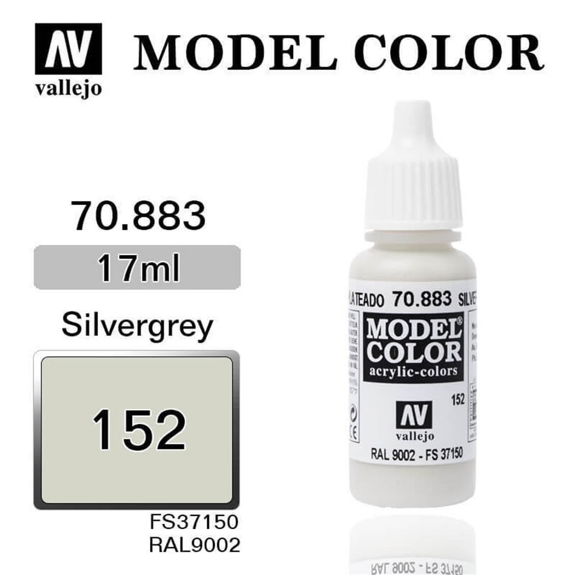 Vallejo 70883 18 ml. (152) Silvergrey-Matt, Model Color Serisi Model Boyası