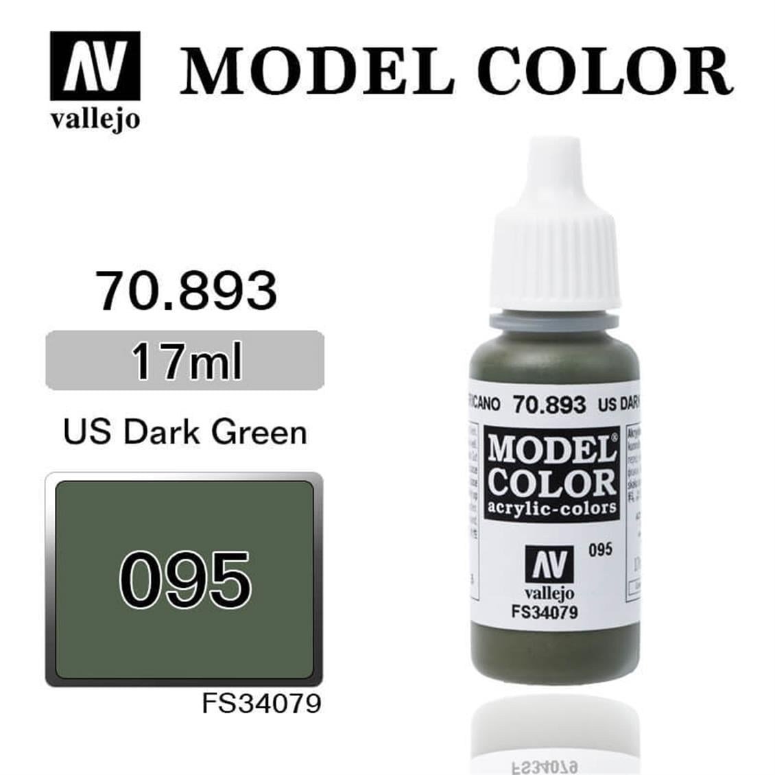 Vallejo 70893 18 ml. (95) Us Dark Green-Matt, Model Color Serisi Model Boyası