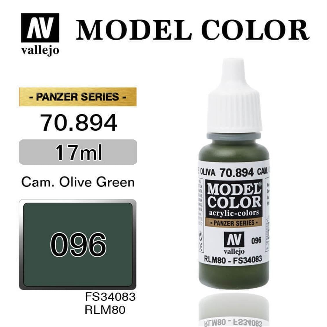 Vallejo 70894 18 ml. (96) Cam. Olive Green-Matt, Model Color Serisi Model Boyası