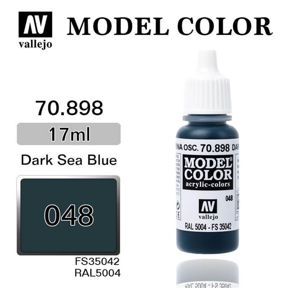 Vallejo 70898 18 ml. (48) Dark Sea Blue-Matt, Model Color Serisi Model Boyası