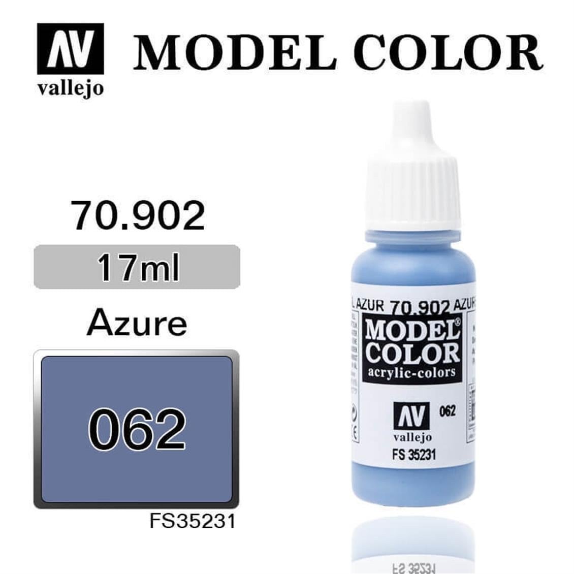 Vallejo 70902 18 ml. (62) Azure-Matt, Model Color Serisi Model Boyası
