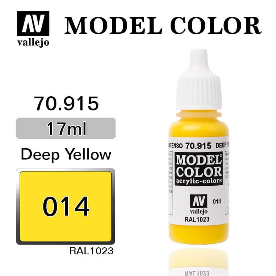 Vallejo 70915 18 ml. (14) Deep Yellow-Matt, Model Color Serisi Model Boyası