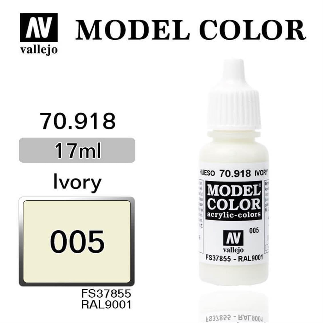 Vallejo 70918 18 ml. (5) Ivory-Matt, Model Color Serisi Model Boyası