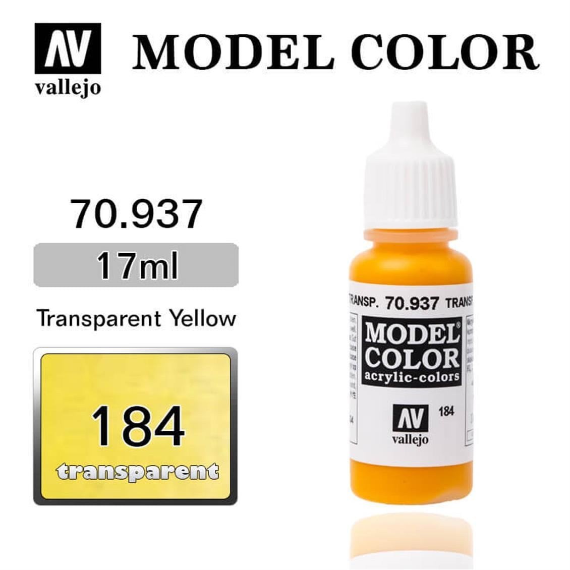 Vallejo 70937 18 ml. (184) Transp. Yellow-Transparent, Model Color Serisi Model Boyası