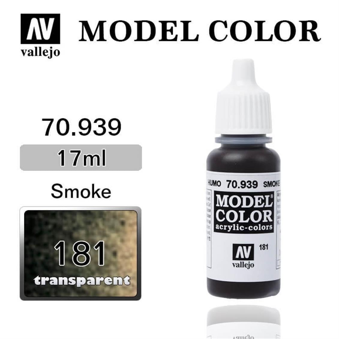 Vallejo 70939 18 ml. (181) Smoke-Transparent, Model Color Serisi Model Boyası