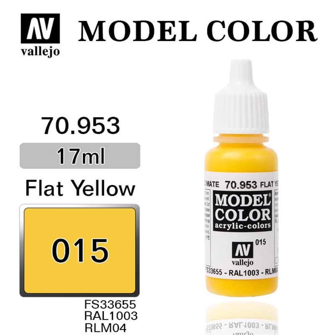 Vallejo 70953 18 ml. (15) Flat Yellow-Matt, Model Color Serisi Model Boyası