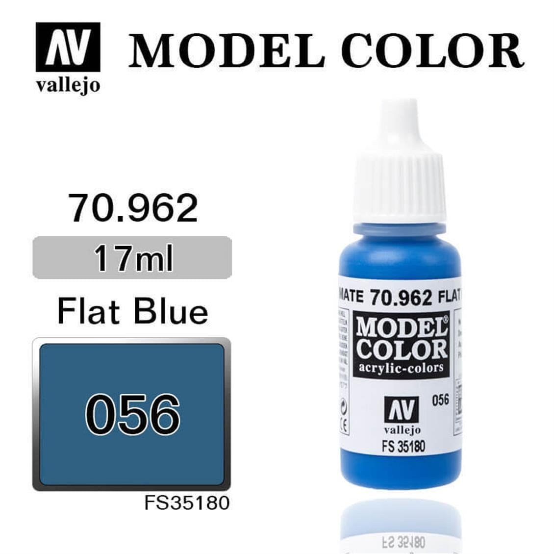 Vallejo 70962 18 ml. (56) Flat Blue-Matt, Model Color Serisi Model Boyası