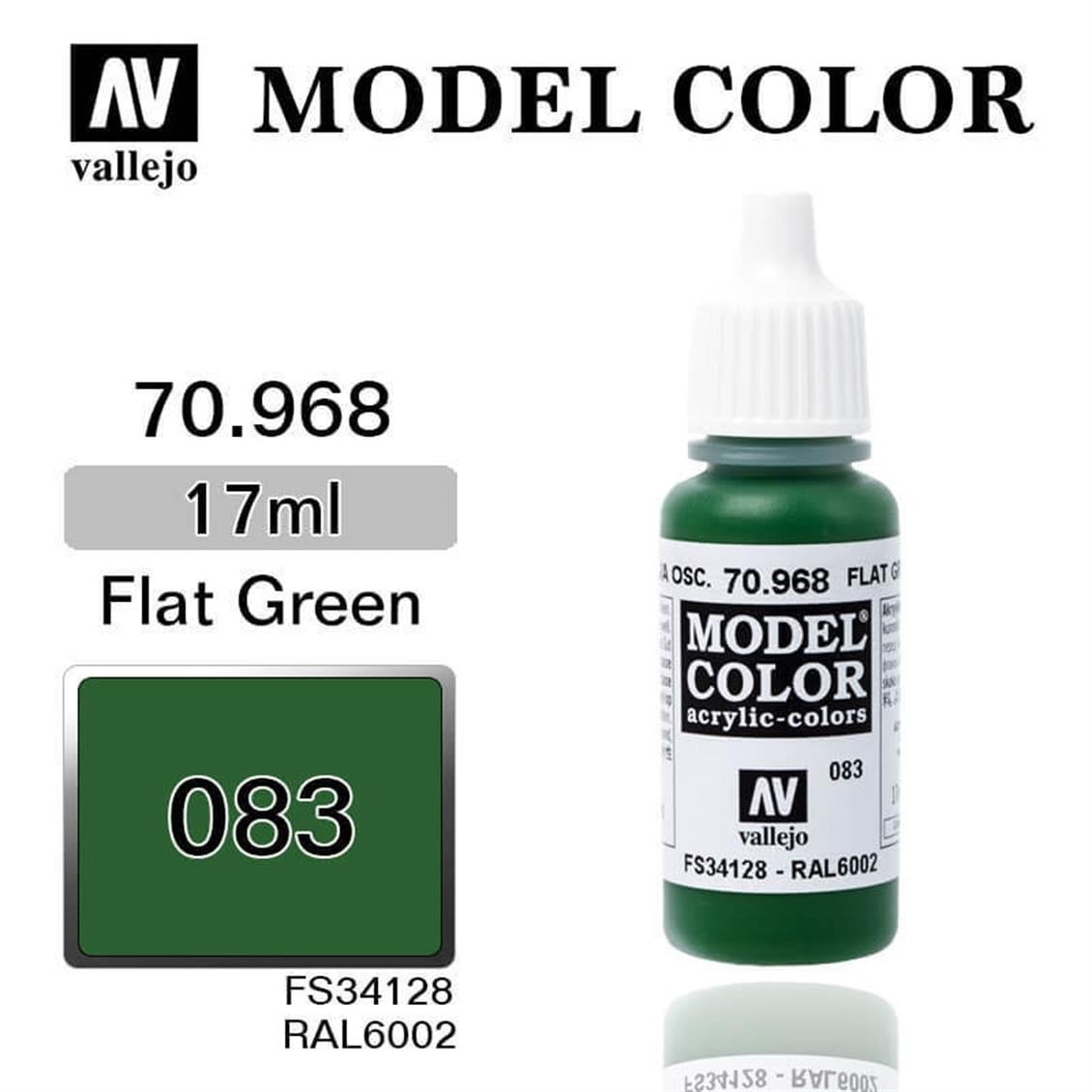 Vallejo 70968 18 ml. (83) Flat Green-Matt, Model Color Serisi Model Boyası