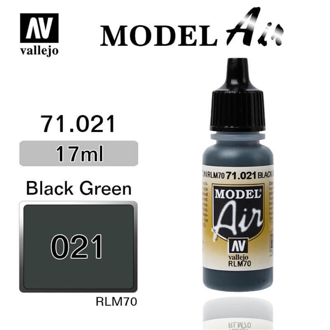 Vallejo 71021 18 ml. Black Green RLM70, Model Air Serisi Model Boyası