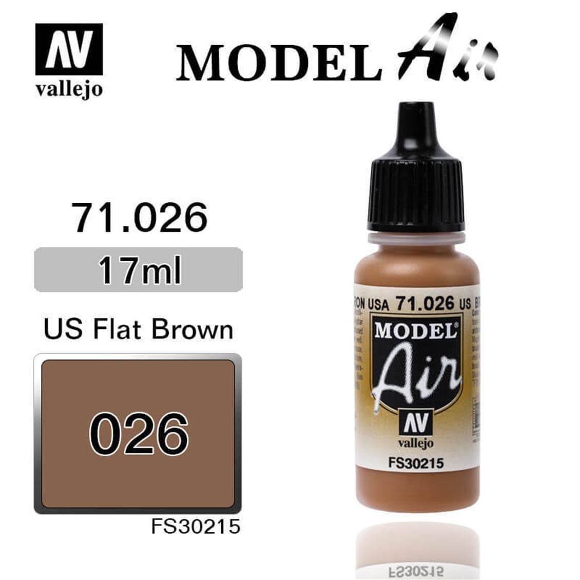 Vallejo 71026 18 ml. USA Flat Brown, Model Air Serisi Model Boyası