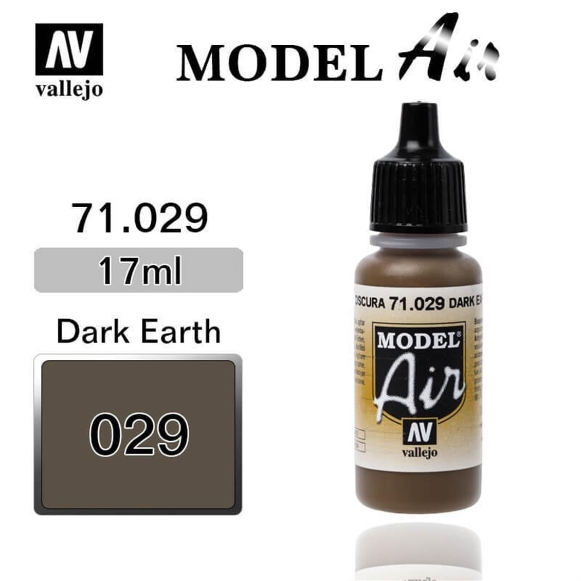 Vallejo 71029 18 ml. Dark Earth, Model Air Serisi Model Boyası