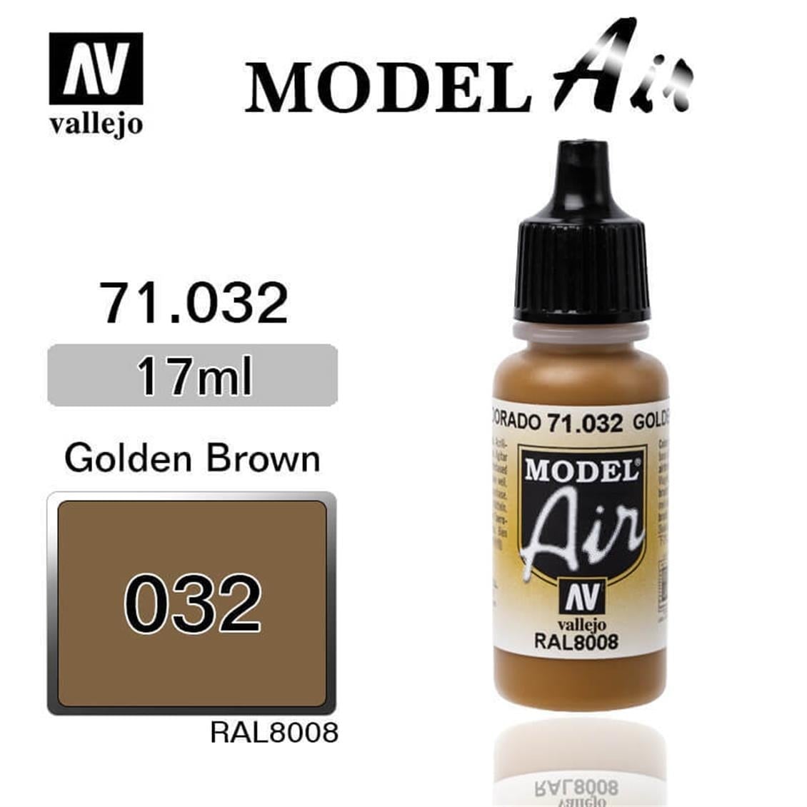 Vallejo 71032 18 ml. Golden Brown, Model Air Serisi Model Boyası