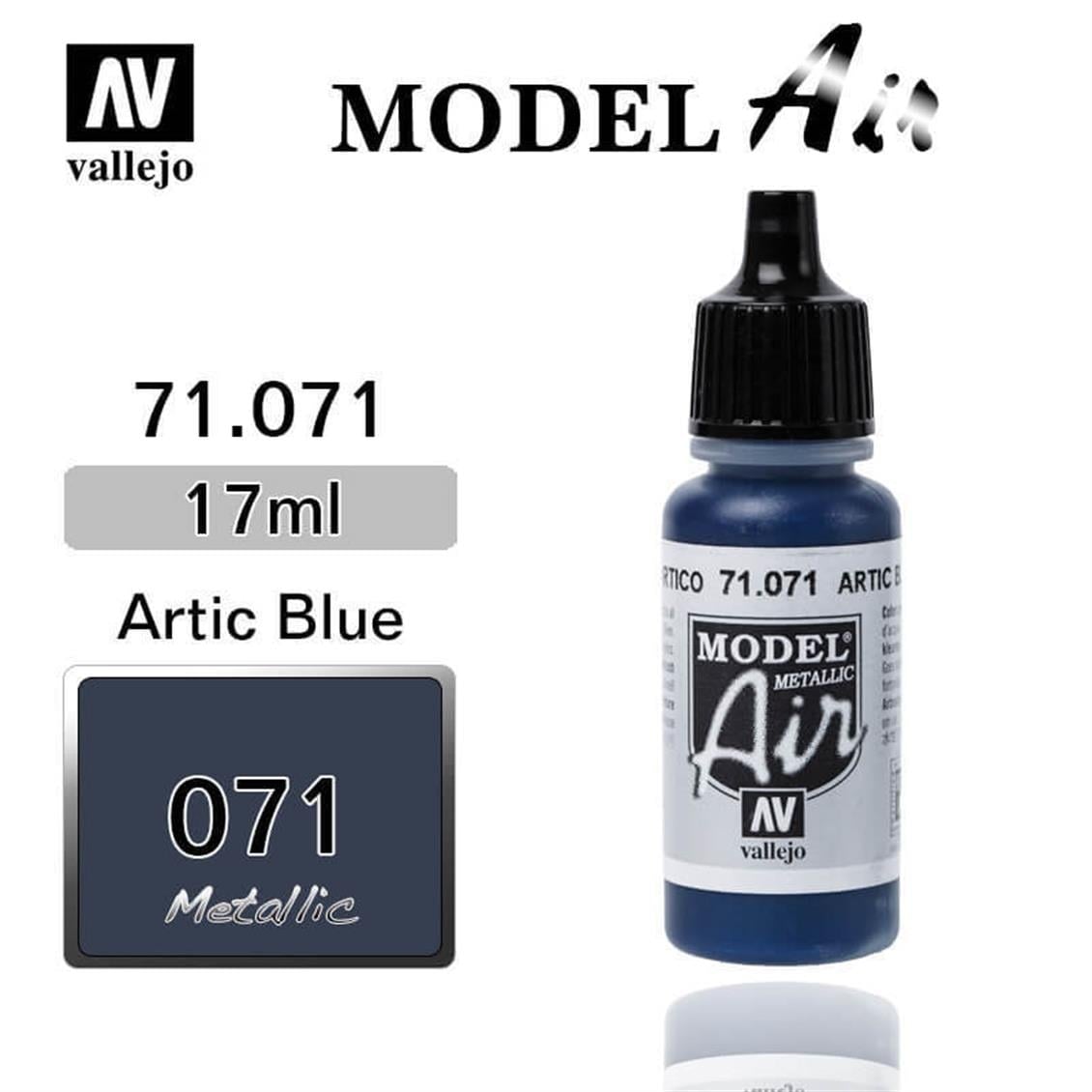 Vallejo 71071 18 ml. Artic Blue Metal, Model Air Serisi Model Boyası