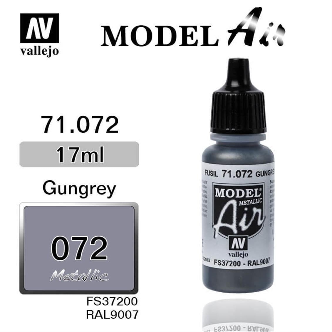 Vallejo 71072 18 ml. Gun Metal, Model Air Serisi Model Boyası
