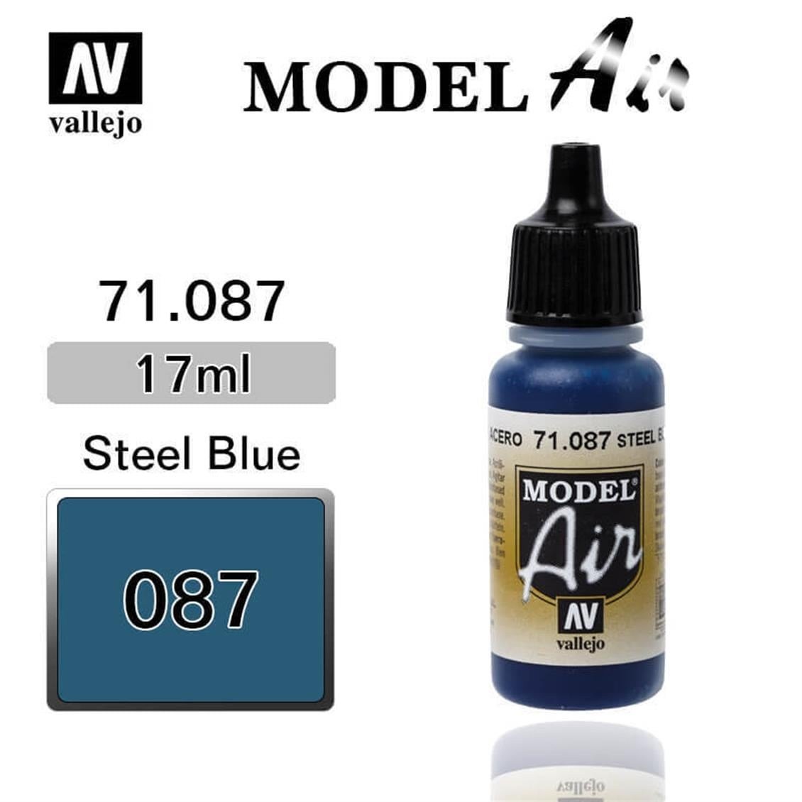 Vallejo 71087 18 ml. Steel Blue, Model Air Serisi Model Boyası
