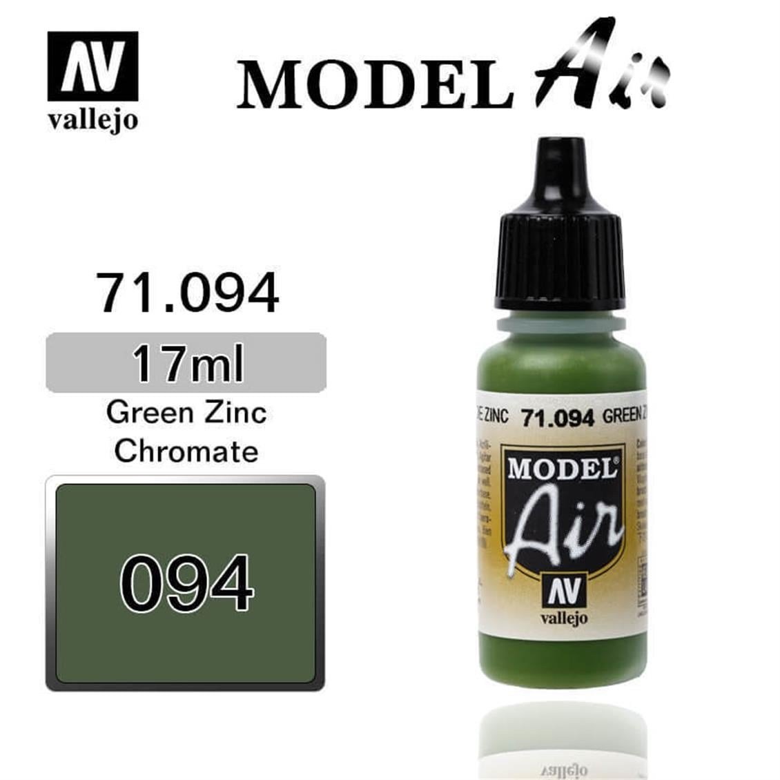 Vallejo 71094 18 ml. Green Zinc Chromate, Model Air Serisi Model Boyası