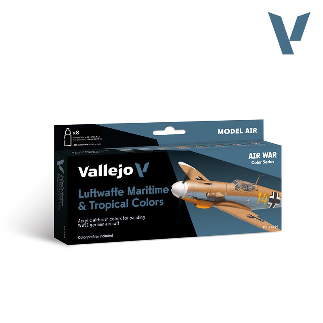 Vallejo 71164 8x18 ml. Luftwaffe Maritime & Tropical colors, Model Air Serisi Model Boyası Seti