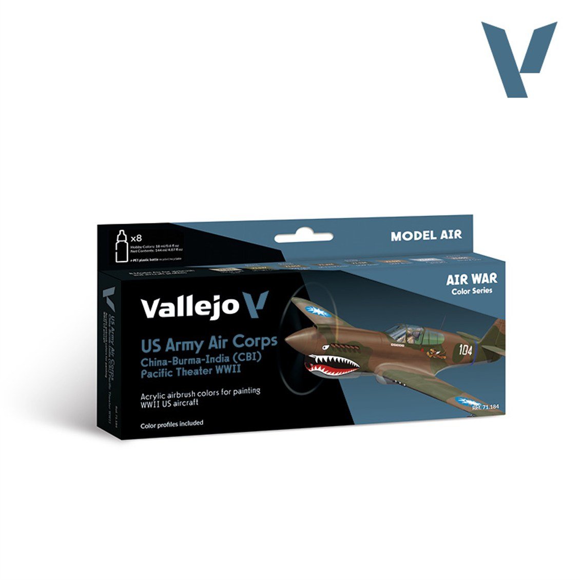 Vallejo 71184 16x18 ml. US Army Air Corps China-Burma-India (CBI) Pacific Theather WWII, Model Air Serisi Model Boyası Seti