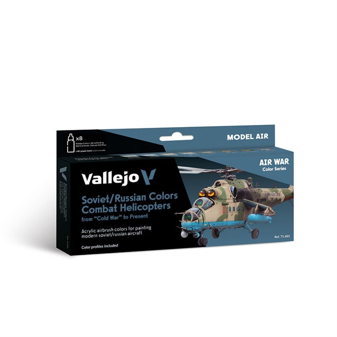 Vallejo 71601 8x18 ml. Soviet/Russian Colors Combat Helicopters post WWII to present, Model Air Serisi Model Boyası Seti