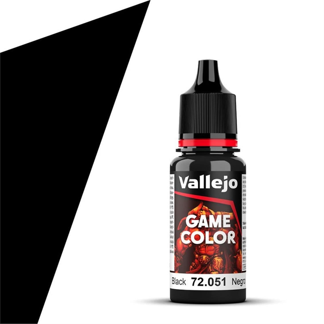 Vallejo 72051 18 ml. Black, Game Color Serisi Model Boyası