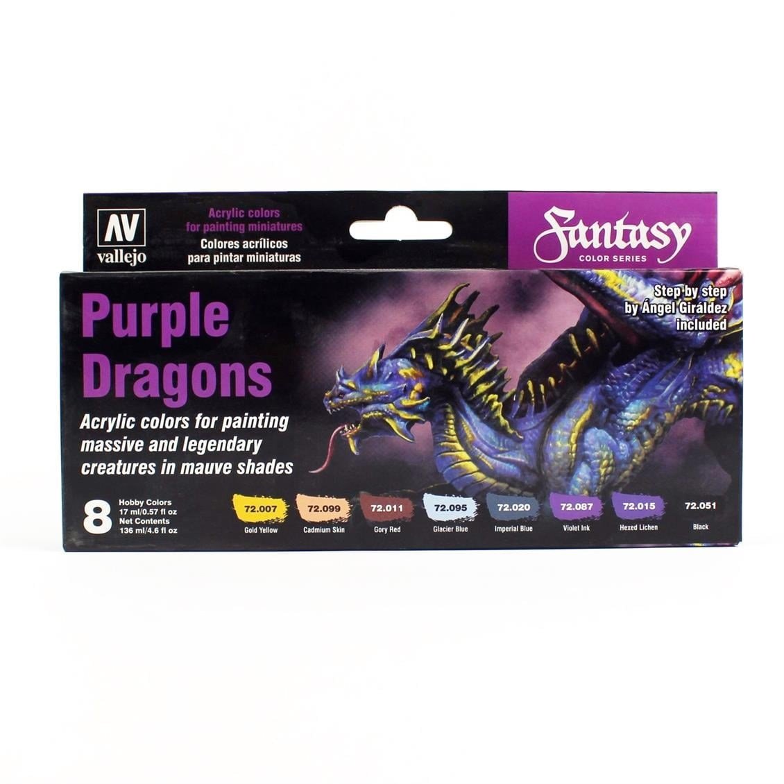 Vallejo 72305 8x18 ml. Purple Dragons by Angel Giraldez, Game Color Serisi Model Boyası Seti