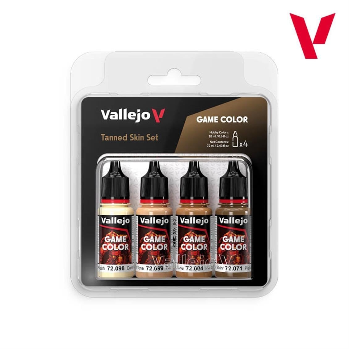 Vallejo 72380 4x18 ml. Tanned Skin, Game Color Serisi Model Boyası Seti