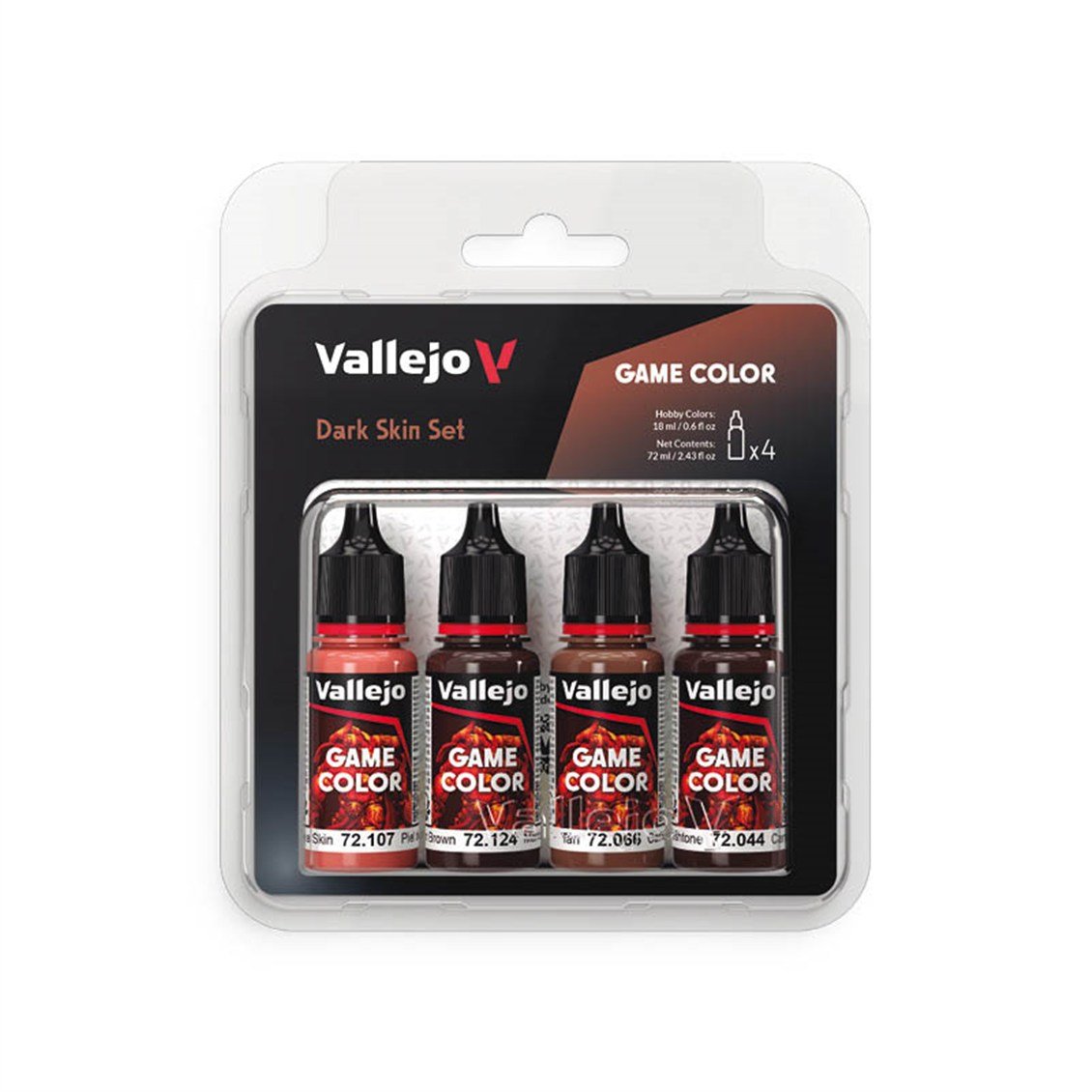 Vallejo 72387 4x18 ml. Dark Skin, Game Color Serisi Model Boyası Seti