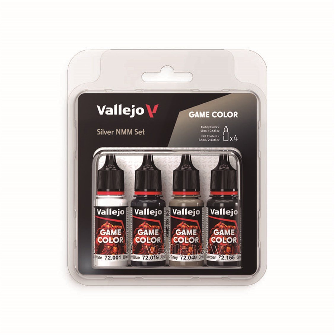 Vallejo 72394 4x18 ml. Silver NMM, Game Color Serisi Model Boyası Seti