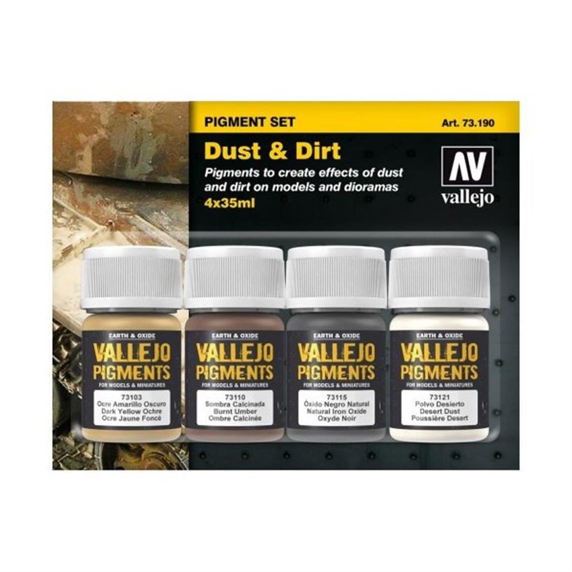 Vallejo 73190 4X35 ml. Dust & Dirt, Model Boyası Diorama Seti