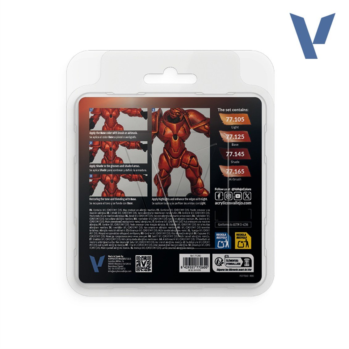 Vallejo 77260 4x18 ml. Forged Red, True Metallic Metal (TMM) Serisi Model Boyası Seti