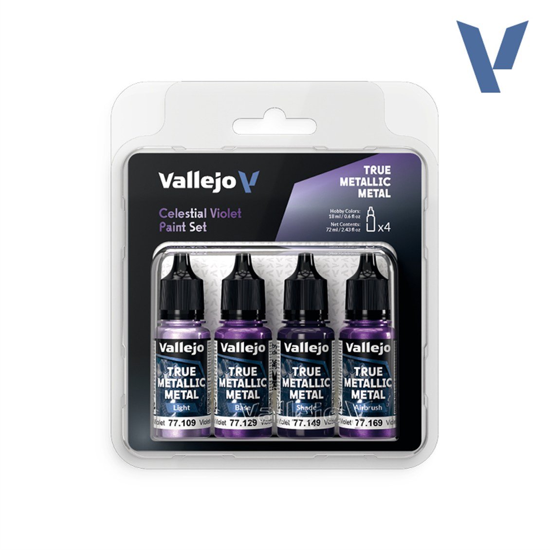 Vallejo 77262 4x18 ml. Celestial Violet, True Metallic Metal (TMM) Serisi Model Boyası Seti