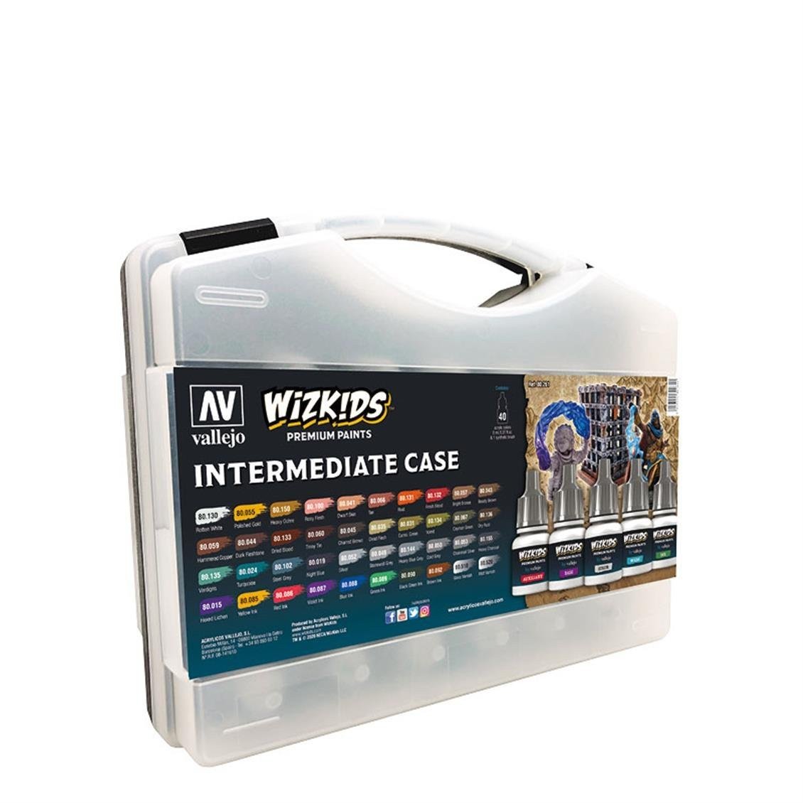 Vallejo 80261 40x8 ml. Wizkits Profesyonel Boya, Mürekkep ve Vernik Seti, Boya Fırçalı ve Özel Çantalı