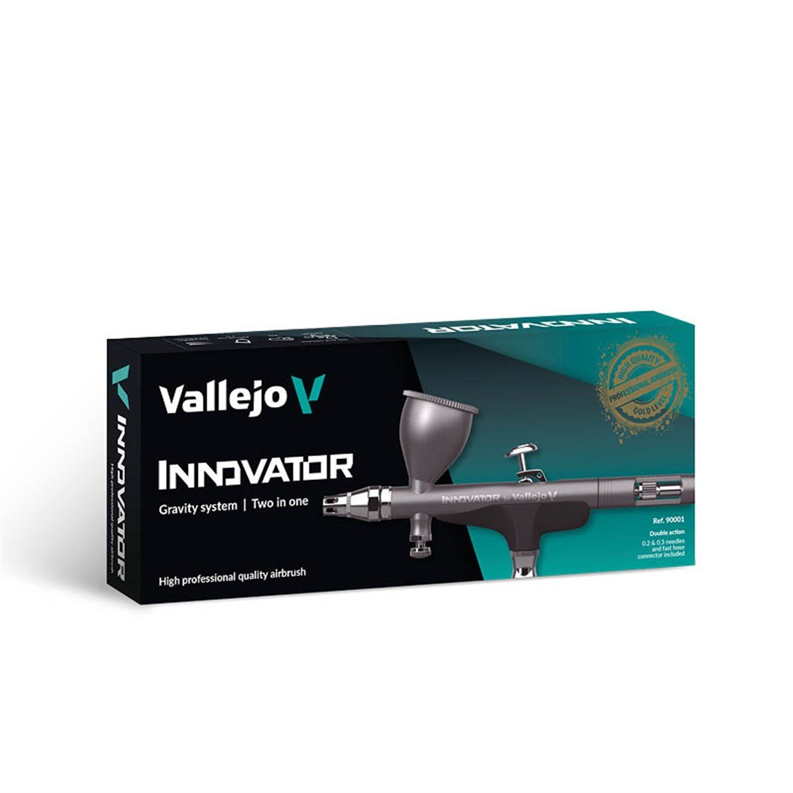 Vallejo 90001 Innovator, Çift Hamleli (Double Action), 0.2 ve 0.3 mm. Memeli, 9 ml. Hazneli Boya Tabancası