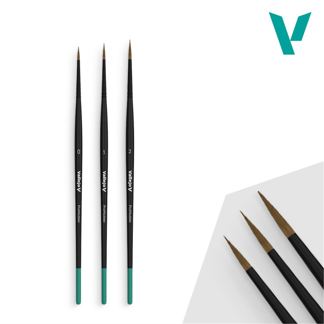Vallejo B01991 Doğal Saç Kıllı, 3 Adet (Sizes 0, 1 & 2) Design  Boya Fırçası Seti