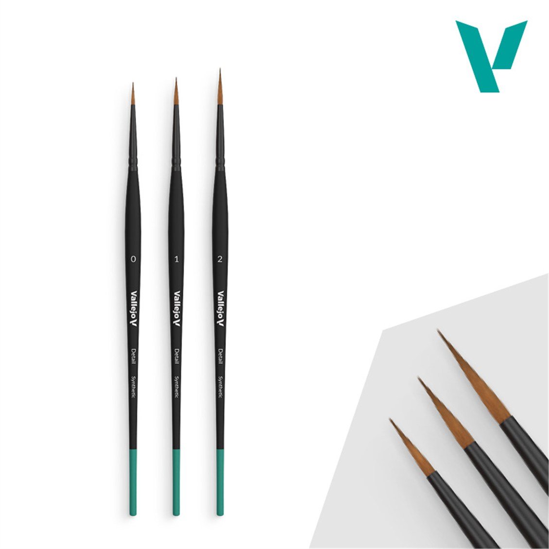 Vallejo B02991 Sentetik Kıllı, 3 Adet (Sizes 0, 1 & 2) Design  Boya Fırçası Seti