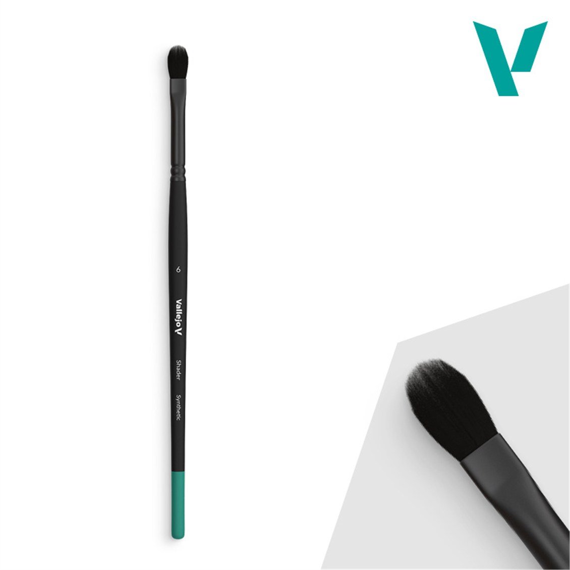 Vallejo B06006 No.6 Yassı Uclu, Sentetik Kıllı, Yassı Saplı, Gölgelendirme Fırçası