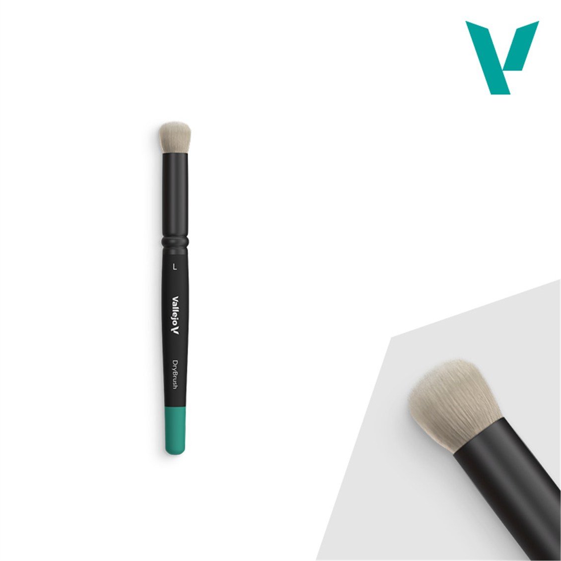Vallejo B07003 Büyük Uclu, Doğal Saç Kıllı, Yassı Saplı, DryBrush Fırçası