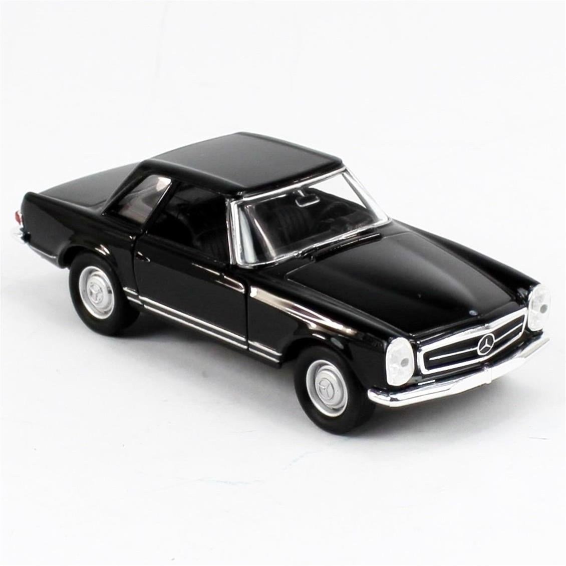 Welly 43768 1/34-1/39 Ölçek, Mercedes Benz 230SL, Siyah, Çek-Bırak Mekanizmalı Oyuncak Metal Araba