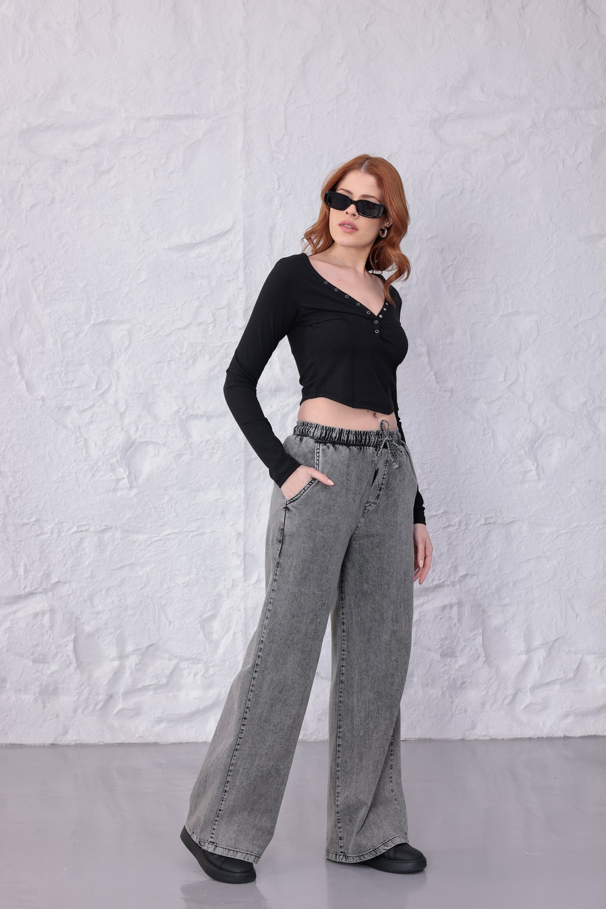 Gri Comfort Beli Lastikli Pantolon