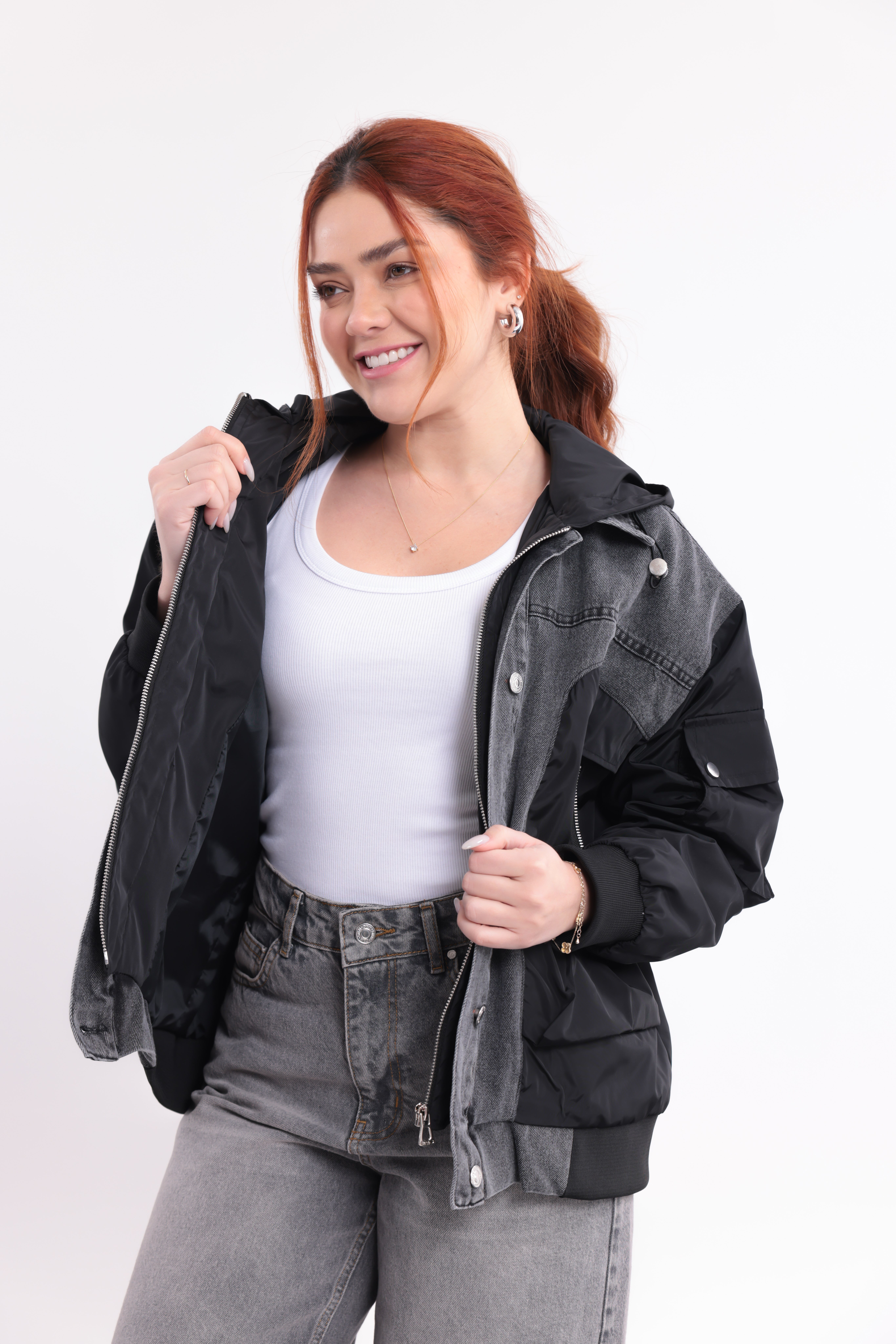Mix Beyaz Denim Garnili Premium Ceket