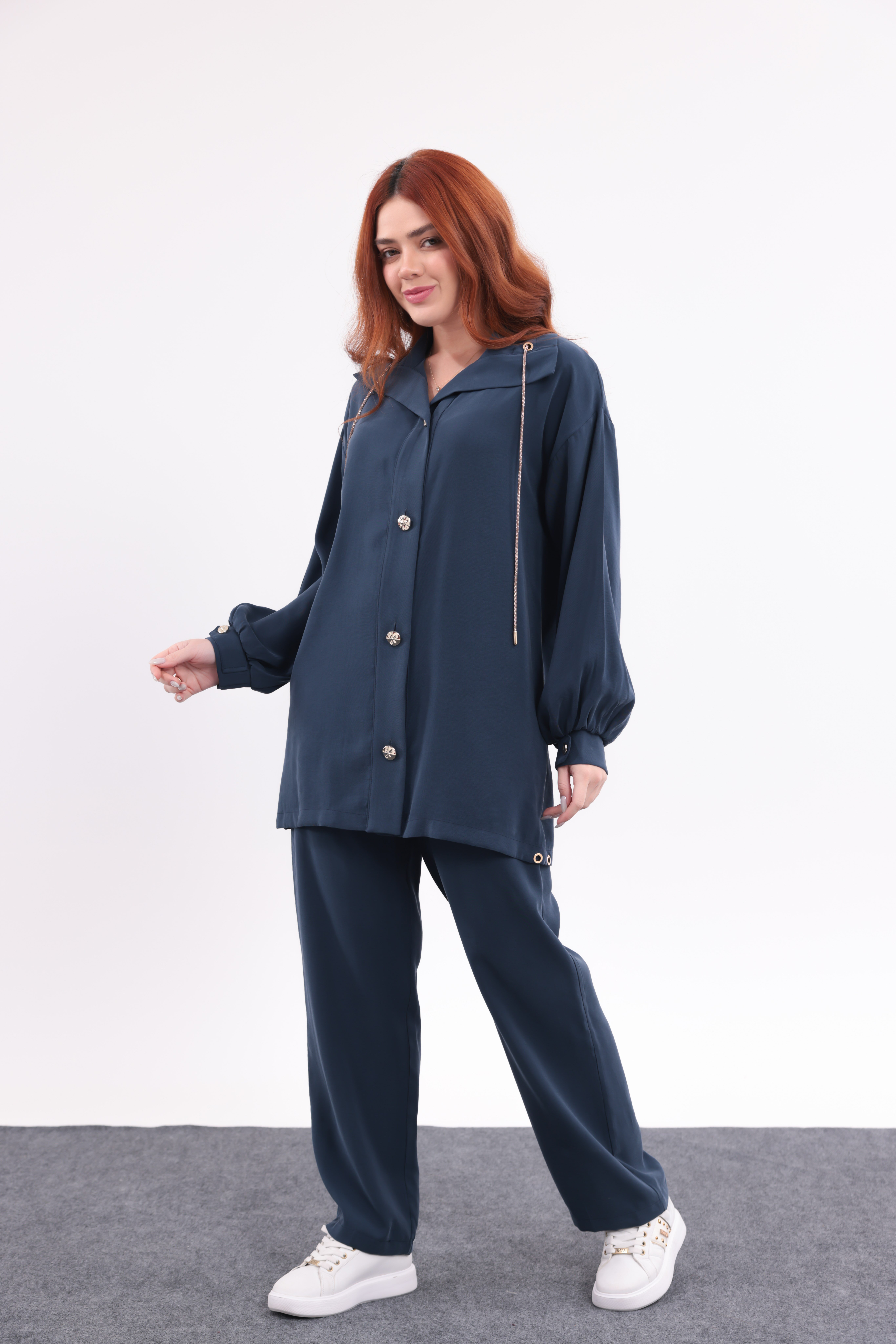 Taş işlemeli tensel kumaş premium pantolon tunik takım
