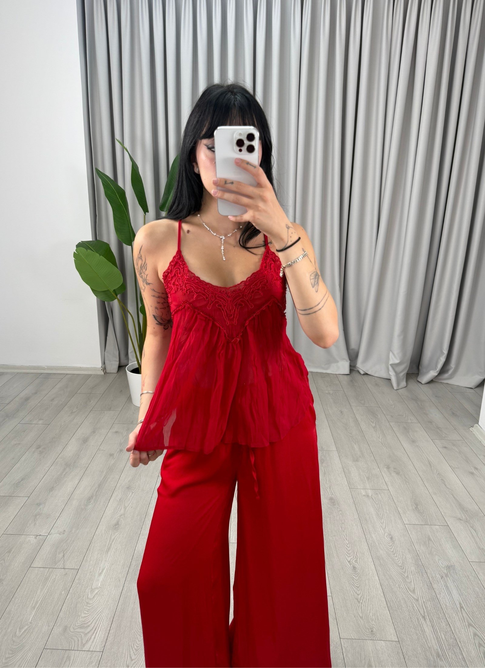 Jasmine Dökümlü Bluz Kırmızı