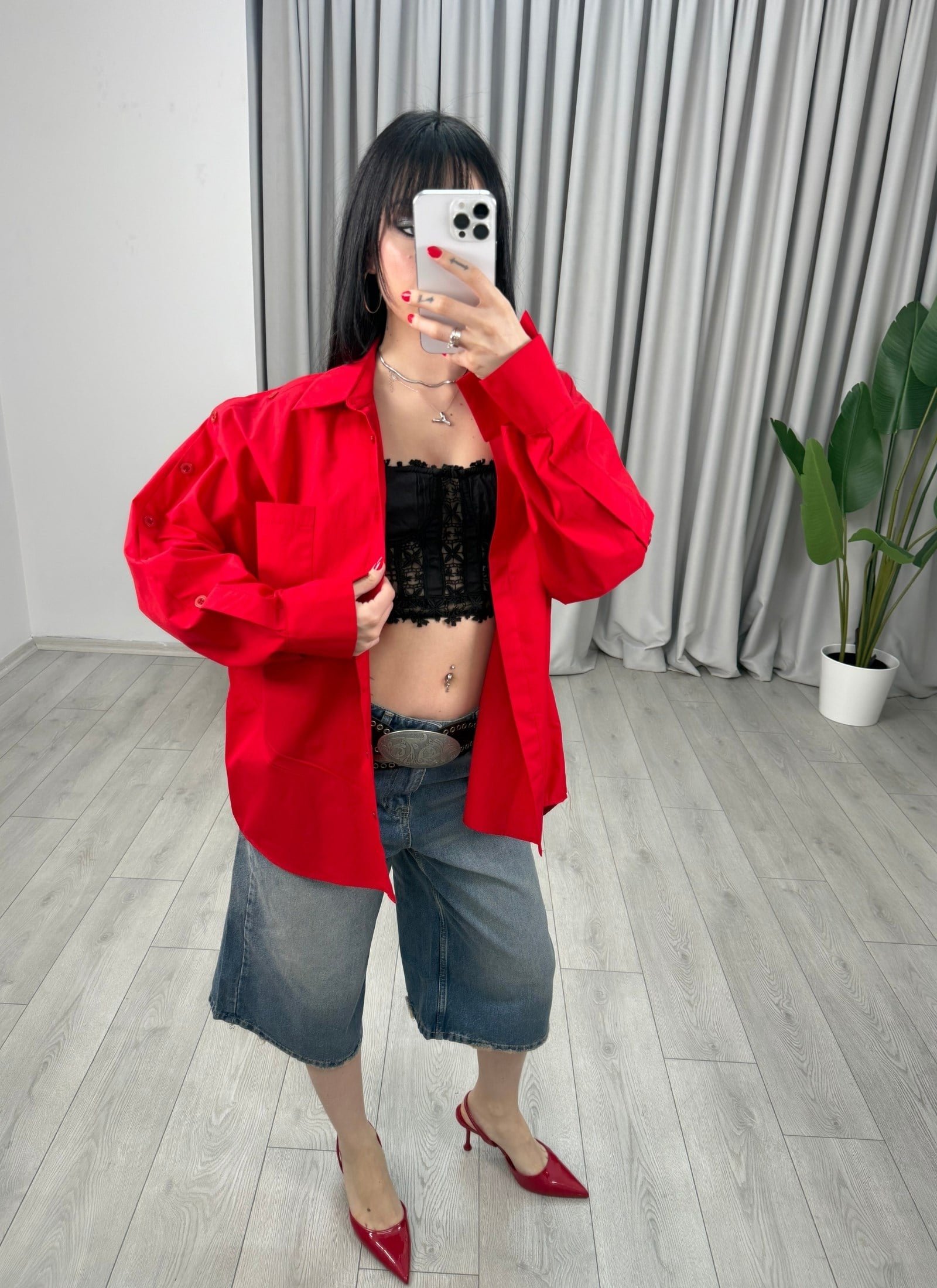 Nora Gömlek Kırmızı