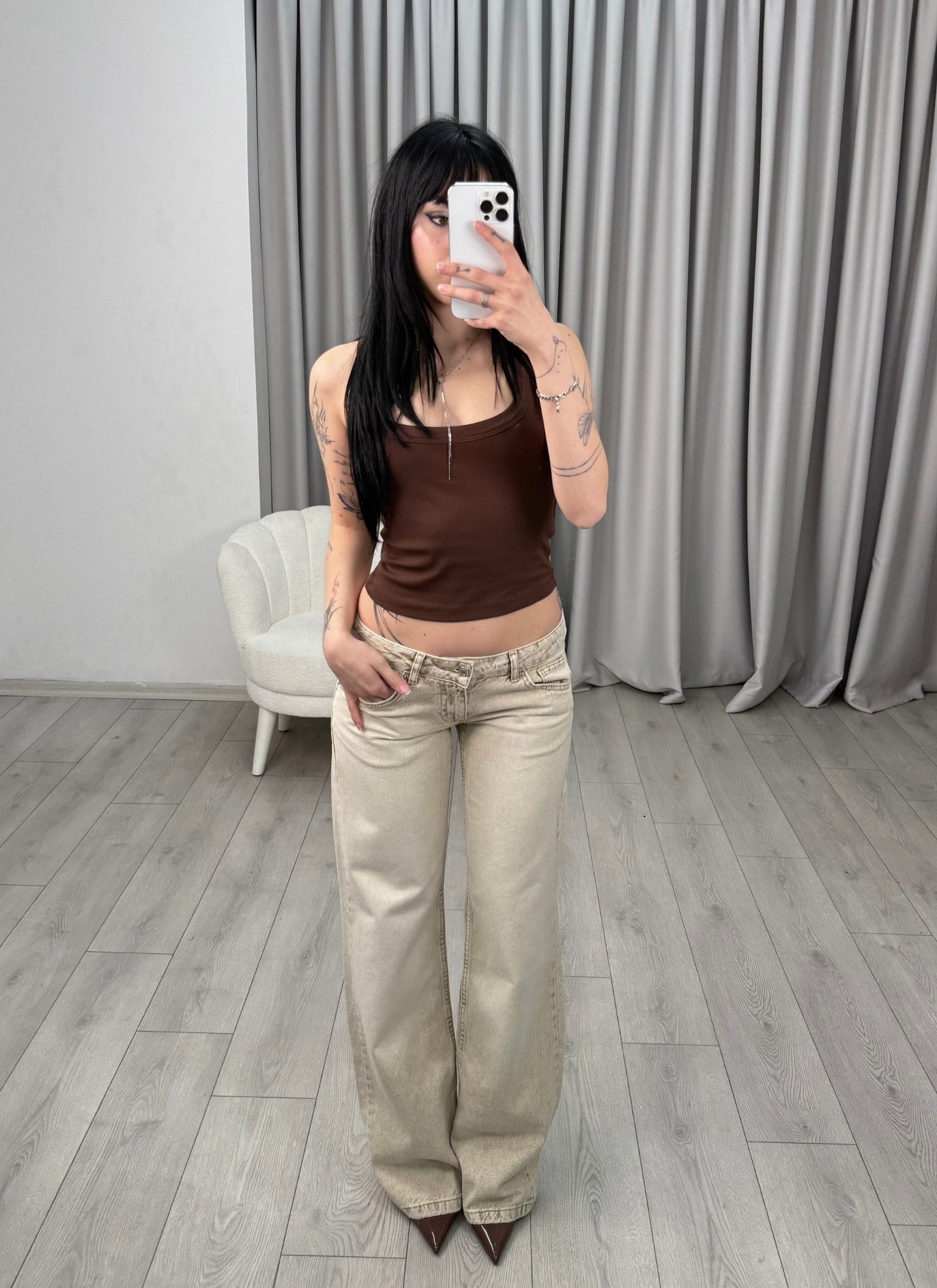 Rebekah Düşük Bel Pantolon Bej