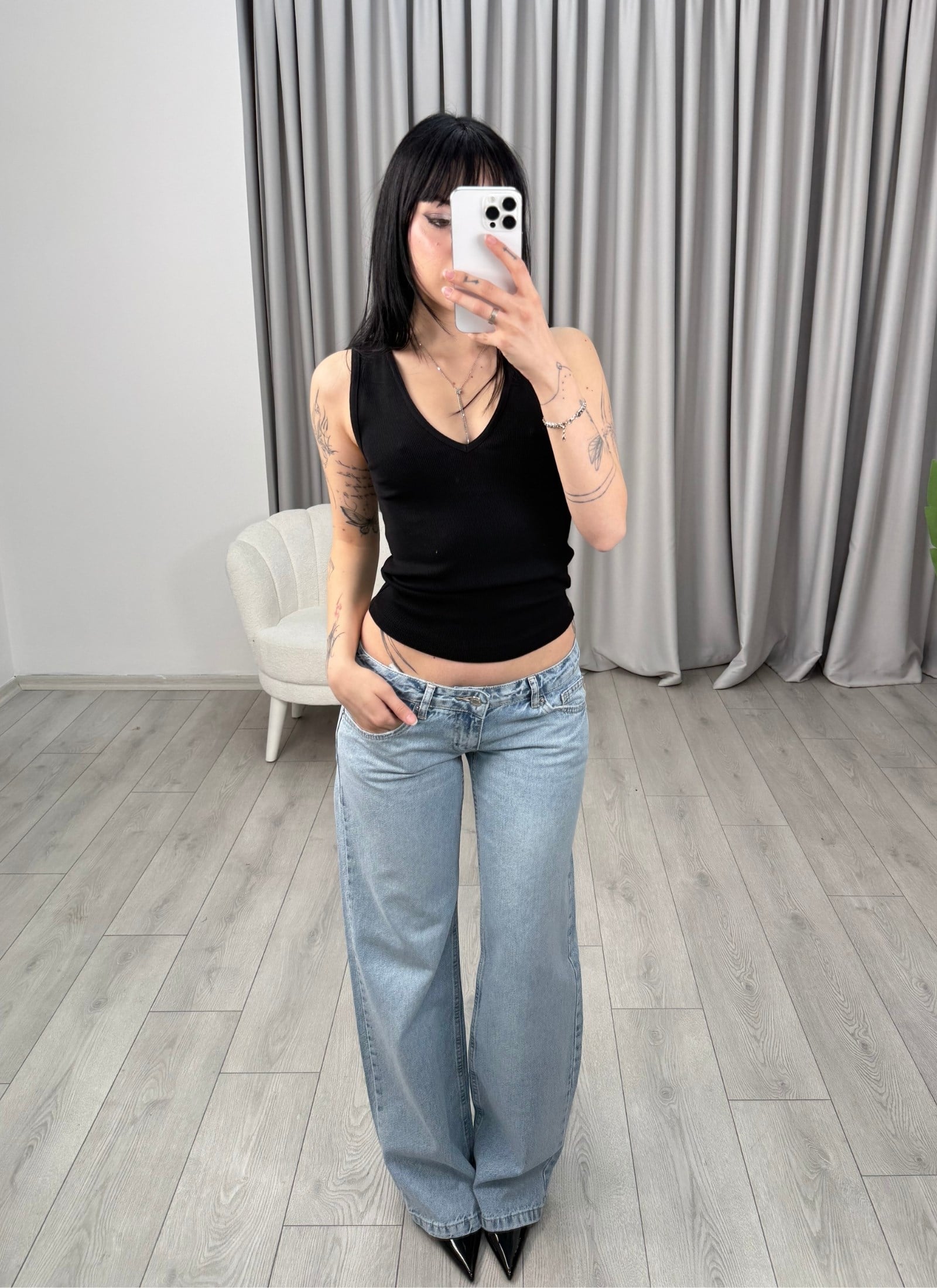 Rebekah Düşük Bel Pantolon Mavi