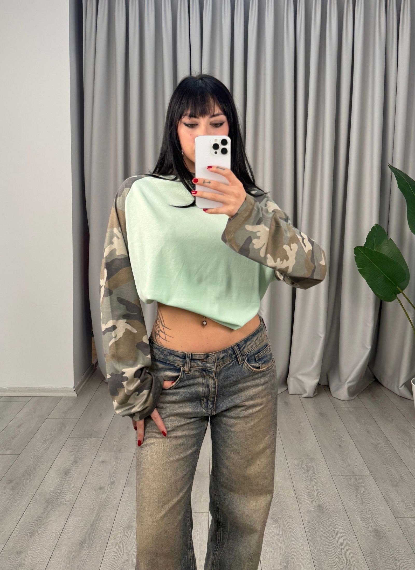 Selina Reglan Bluz Su Yeşili