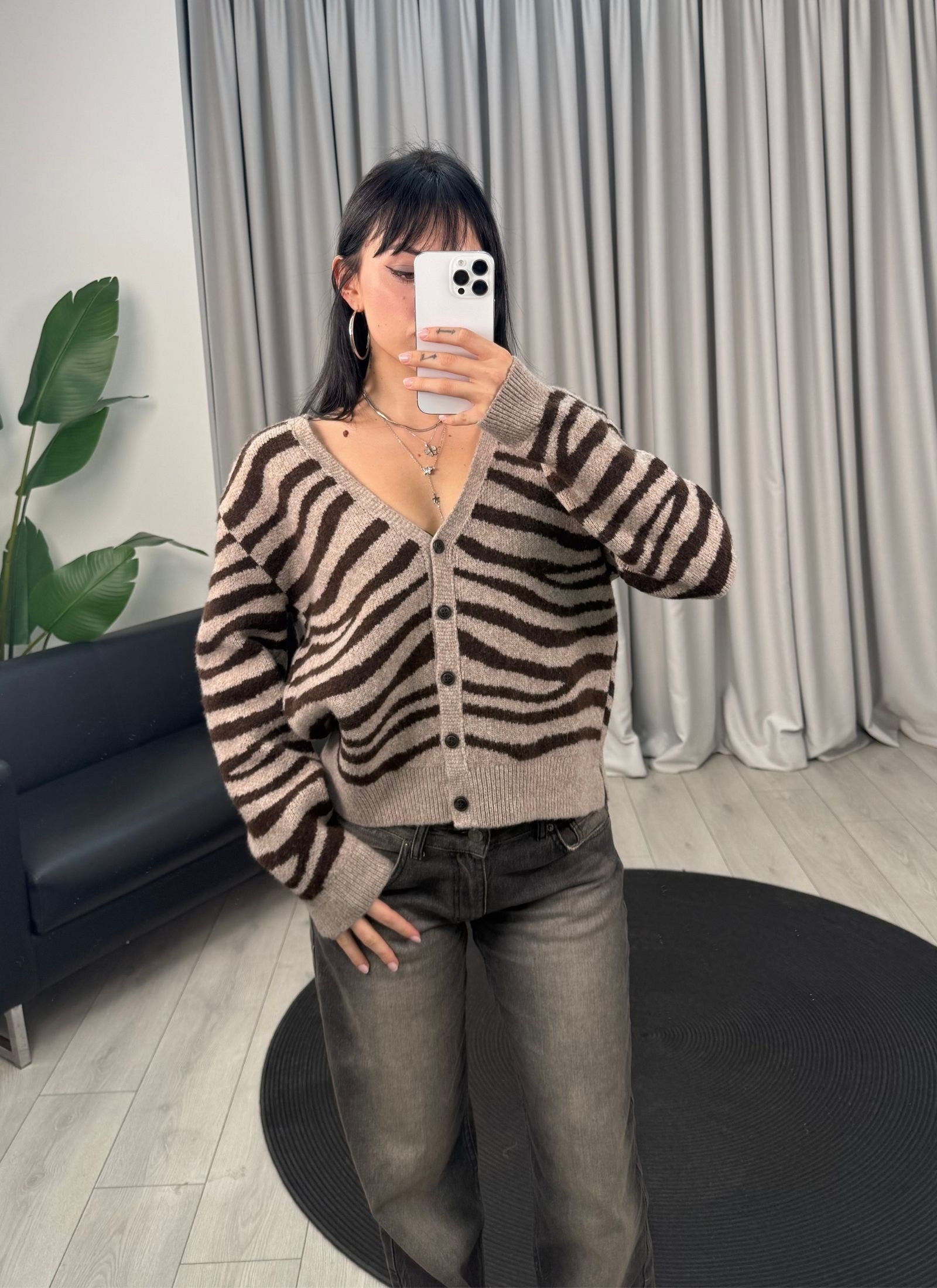 Troy Zebra Hırka Kahve