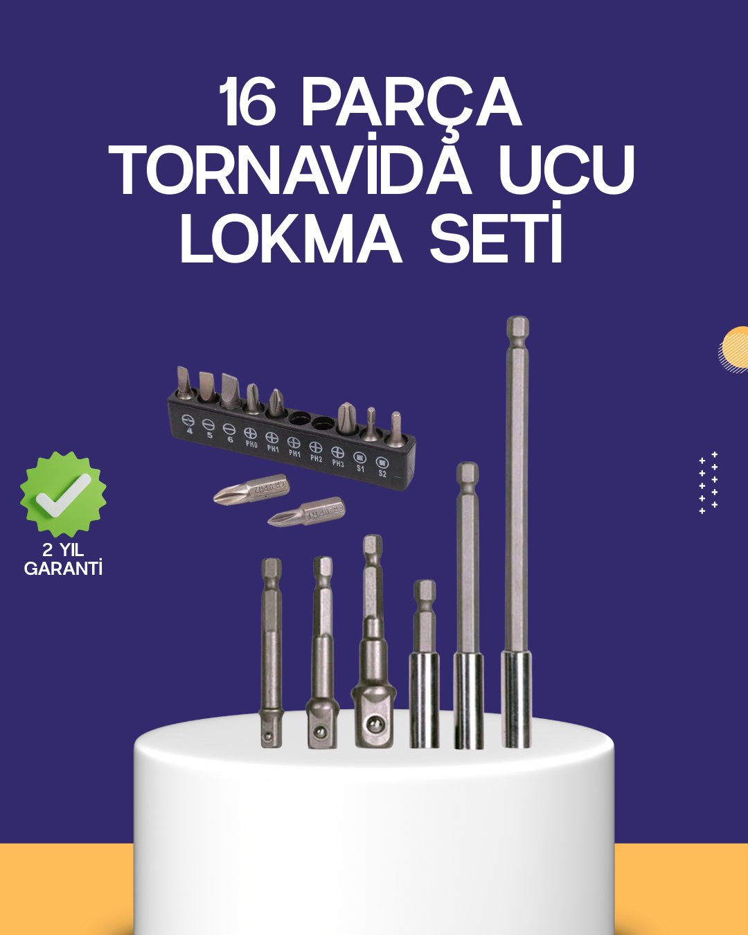 16 Parça Bits ve Adaptör Seti Vidalama Tamir Bakım Seti