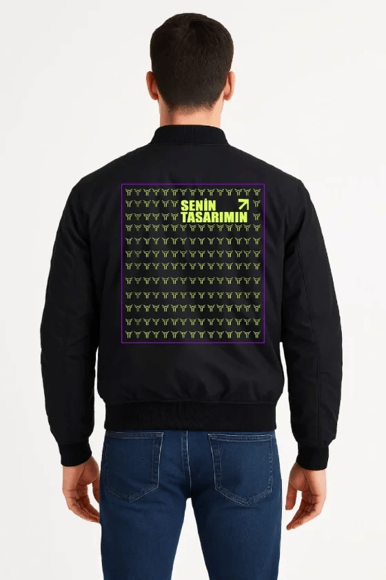 Arka Bomber Ceket - Siyah